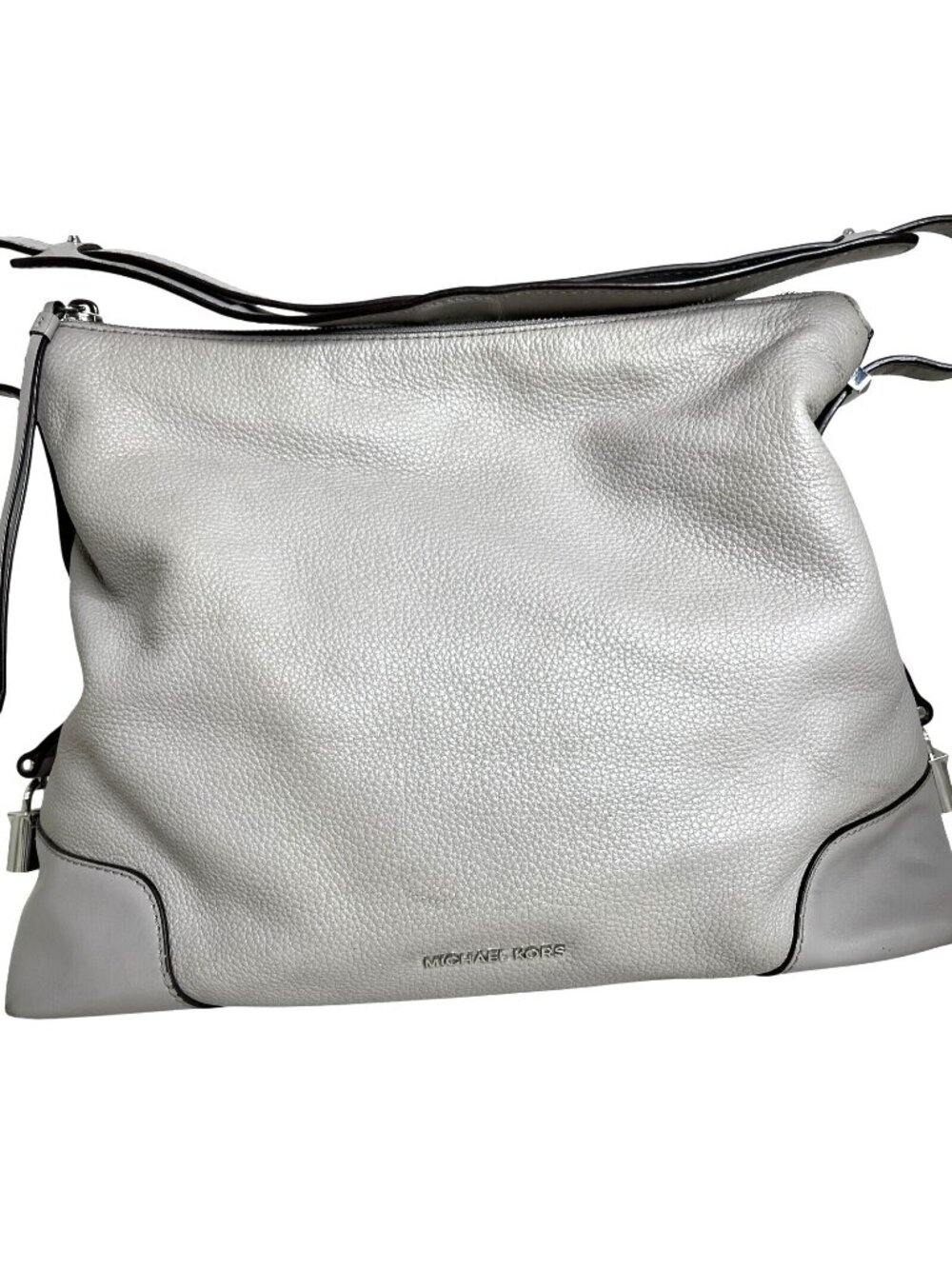 Michael Kors Gray Leather Hobo Bag Adjustable Strap & Metal Feet